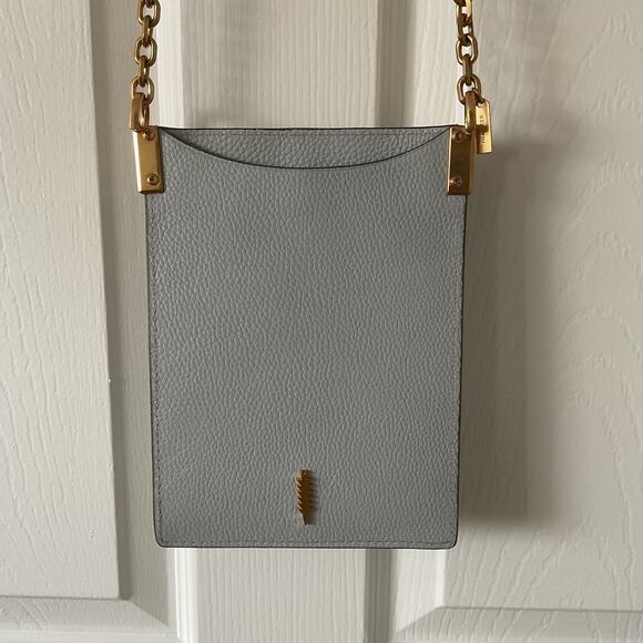 Thacker Leather Crossbody Bag In Mist Gold Chain Pippa Capsule New York - Picture 1 of 4